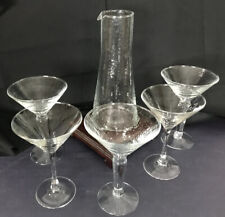 Vintage Martini Glass & PITCHER SET  Hand Blown MCM barware cocktai NICK NORA 5 picture