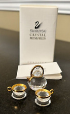 Swarovski Crystal Memories Miniature Tea Set In Box, Teapot and 2 Cups picture
