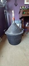 Vintage Italian Clear Demijohn Wine Making Carboy L 34 with basket carrier NICE picture