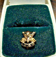Antique 14K Solid Gold Ruby Diamond 1919 Fraternity TAU KAPPA EPSILON TKE SKULL picture