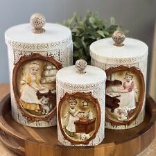 Vtg Sears and Robuck 1978 Pioneer Girl Woman Canisters Set of 3 Made in Japan picture