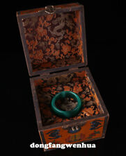 Old China Dynasty Palace Cat eye jade Jade Lacquerwork Box Regius Bracelet Set picture