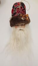 Porcelain Face SANTA CLAUS Head Multi Colored Hat Gold Accents Full Beard picture