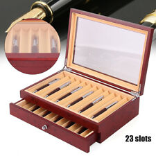 23 Slots Wood Fountain Pen Display Case Holder Storage Collector Box Organizer picture