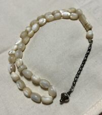 Antique Mother Of Pearl Islamic Prayer Beads Tasbih Sterling Silver Tassle Bead picture