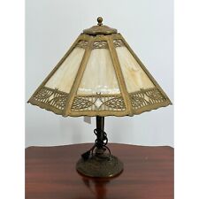 Antique Art Nouveau Slag Glass Panel Lamp picture