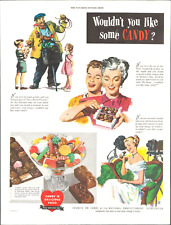 1948 candy chocolate vintage art Print Ad organ grinder monkey kids picture