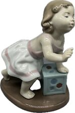 LLADRO 6428 MY FIRST STEP GIRL BLOCK FIGURINE MADE IN SPAIN - RETIRED picture