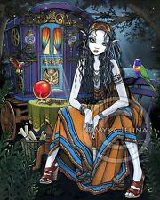 Bohemian Gypsy Fortune Teller Rainbow Lorikeet Signed Myka Fairy Art Print picture
