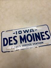 Vintage Clark's Service Station Des Moines Iowa Plate picture