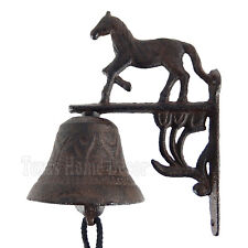 Small Horse Dinner Bell Cast Iron Wall Mounted Antique Style Rustic Western picture