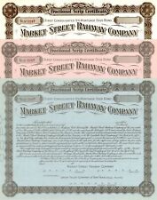 Market Street Railway Co. - Unissued Set of 3 California Railroad Bonds - Extrem picture