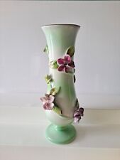 Vintage Ceramic Hand Painted Vase with Flowers Ucagco  1960's Japan 7 1/4 in picture