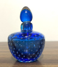 Unique Murano Glass Modern  Perfume Bottle w/Stopper Glassware blue picture