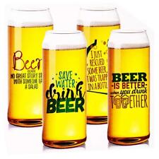 4 X Novelty Beer Can Glass Glasses Bar Beverage Christmas Wedding Party Gift New picture