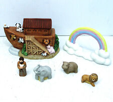Vintage HOMCO Noah's Ark Figures Boat Rainbow Lion Hippo Elephant Complete #1474 picture