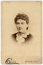 Antique Circa 1880s Cabinet Card Child Beautiful Woman Lace Dress Grinnell, Iowa picture