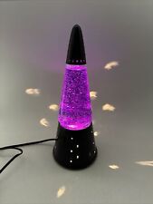 VINTAGE 33W Purple Glitter LAVA LAMP w/ Wizard Black Base & Black Cap picture
