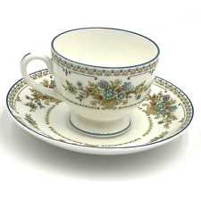 PETERSHAM Tea Cup Saucer WEDGWOOD Bone China Footed Porcelain Cups Saucers Set picture