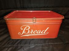 Vintage Red Kitchen Tin Metal Bread Box Antique Retro picture