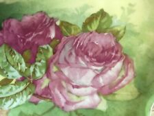 Antique Limoges Plate Gorgeous Handpainted Pink Roses & Artist Signed c.1914 picture