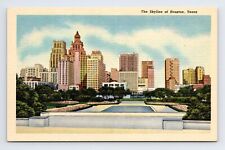 c1954 Linen Postcard Houston TX Texas Downtown Skyline picture