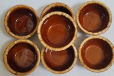 SET OF 7 HULL POTTERY BROWN DRIP GLAZE * FRUIT CEREAL BOWLS 5 1/4