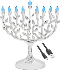 The Dreidel Company Traditional LED Electric Silver Hanukkah Menorah - Battery o picture