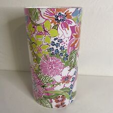Lilly Pulitzer Vase From Target. Floral, Pink, Blue Green And Orange . Round 10” picture