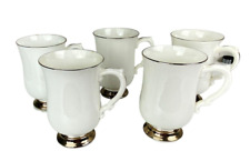Royal Victoria England White & Silver Pedestal Coffee Cup / Mug Fine Bone China picture