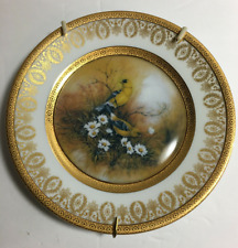 GOLD FINCHES Limoges France Plate & Hanger by Patti Canaris Songbirds ca. 1982 picture
