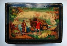 Mstera 1950's Russian Lacquer Box Vintage Handmade Painted by hand Palekh  picture
