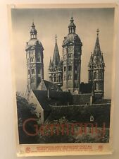 Vintage 1930’s Naumburg Cathedral Saale River German Travel Poster Rolled, 20x29 picture