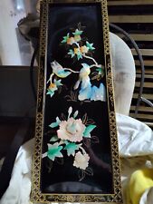 Set Of 3 Vintage Vintage Black Oriental Asian Wall Panel Screen Mother of Pearl picture