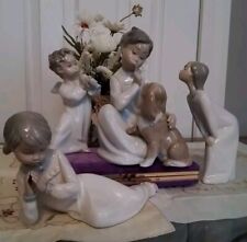 Lladro Set of 3 Angels + Boy With Dog picture