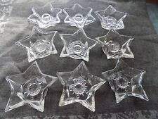 9 Star Shape Glass Candleholders Dinner Party Decor vtg Hazel Atlas 4.5
