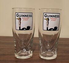 2 Guinness Draught Stout 20 oz Pint Beer Glasses Ostrich Logo Irish  picture