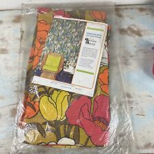 2 Vintage Pleated Orange Flower Power Curtains/Drapes Pinched New In Package NOS picture