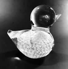 ENERYDA SWEDEN DUCK BIRD: WHITE CONTROLLED SPECKLES -- A CUTE GLASS FIGURINE picture