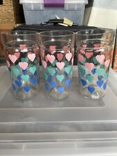 Vintage Anchor Hocking 6 in. Jelly Jar Style Glasses, Set of 3 Heart Patterns  picture