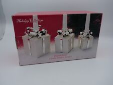 3 Godinger Silverplate Holiday Candlesticks Candle Holders Box Present picture