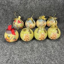 Vintage Disney Winnie The Pooh Christmas Holiday Plastic Ornaments Balls Set 8 picture