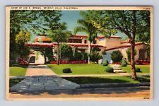 Beverly Hills CA-California, Home of Joe E Brown, Antique Vintage Postcard picture