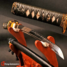 30'' Clay Tempered T10 Steel Wakizashi Real Hamon Japanese Samurai Sharp Sword picture
