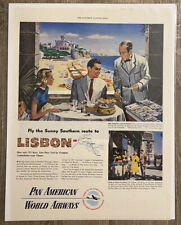 Vintage 1940s-50s Original Magazine AD Pan American World Airways Lisbon Route picture