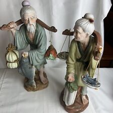 Seizan Fine Art 15” Mamasan And Papasan Fisher And Farmer Statues Lot Of 2 picture
