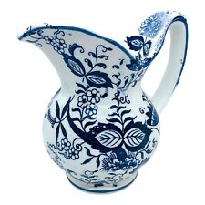 Vintage Enesco Blue and White Floral Creamer Pitcher 4.5