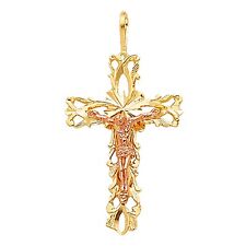 Crucifix 14k Yellow Gold  - Cross 14k Two Tone Gold - Gold Crucifix  picture
