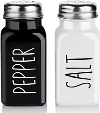 Salt and Pepper Shakers Set  Glass with Stainless Steel Lid, 2.7oz Each picture