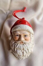 Santa Claus Christmas Head Ornament Vintage Midwest Importers Porcelain  3 1/2